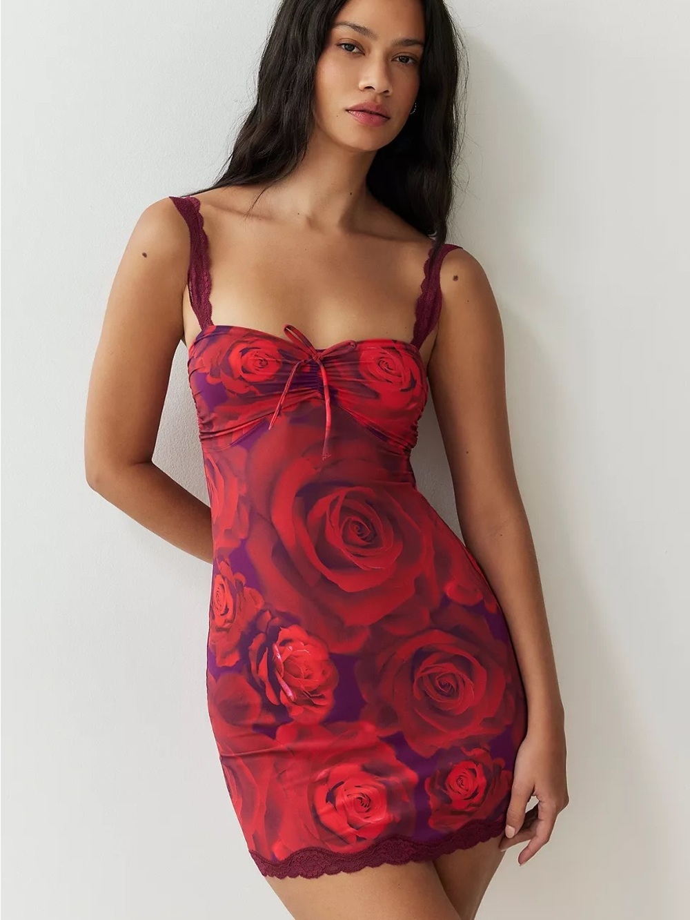Urban Outfitters Out From Lace Trim Sweetheart Mini Floral Dress Size Medium